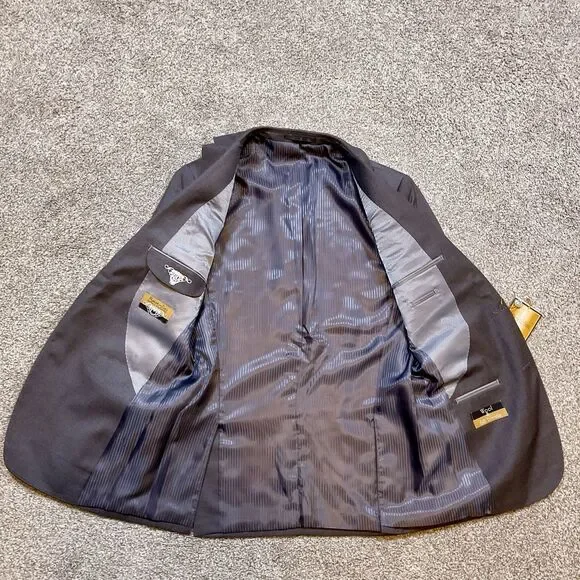 Bertolini 2pc Suit Jacket Size 38R Pants 46/40 Sport Coat Blazer Wool Silk Gray - Picture 3 of 16